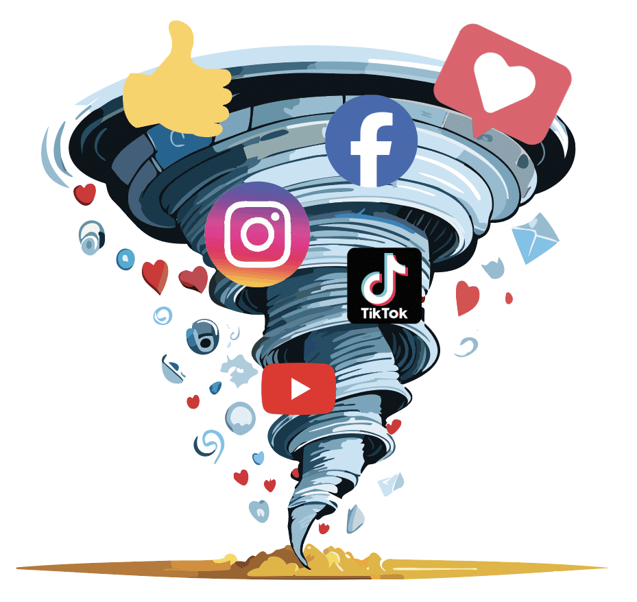 Tornado of social media icons